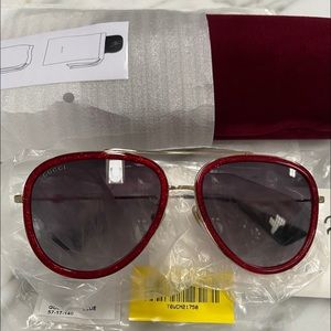 GUCCI RED GLITTER URBAN AVIATOR SUNGLASSES